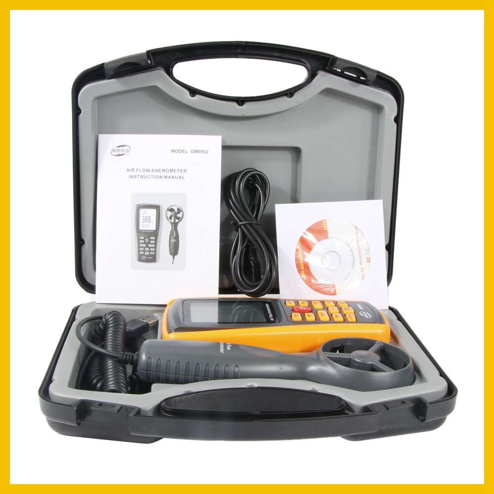 Digitaalinen tuulimittari tuulennopeusmittari ilmavirtausmittari, mittaus 0 ~ 45m/ s usb-käsituulimittarilla lämpömittari  gm8902- benetech