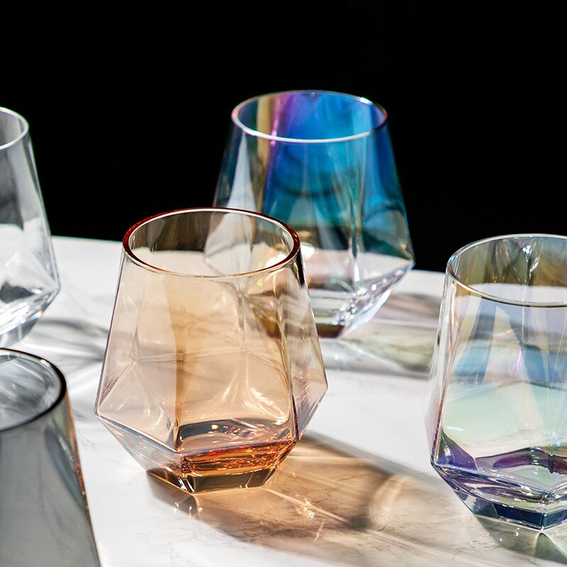 Verre à whisky Hexagonal irrégulier de 300ml, verre en diamant Transparent, pour la maison, le Club, le Bar, le Cocktail, la bière et l'eau,
