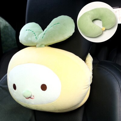 Cartoon U Vorm Auto Nekkussen Memory Foam Transformator Hoofdsteun Ondersteuning Rest Vliegtuig Reizen Kussens Dier Konijn Kikker Varken Beer: bean