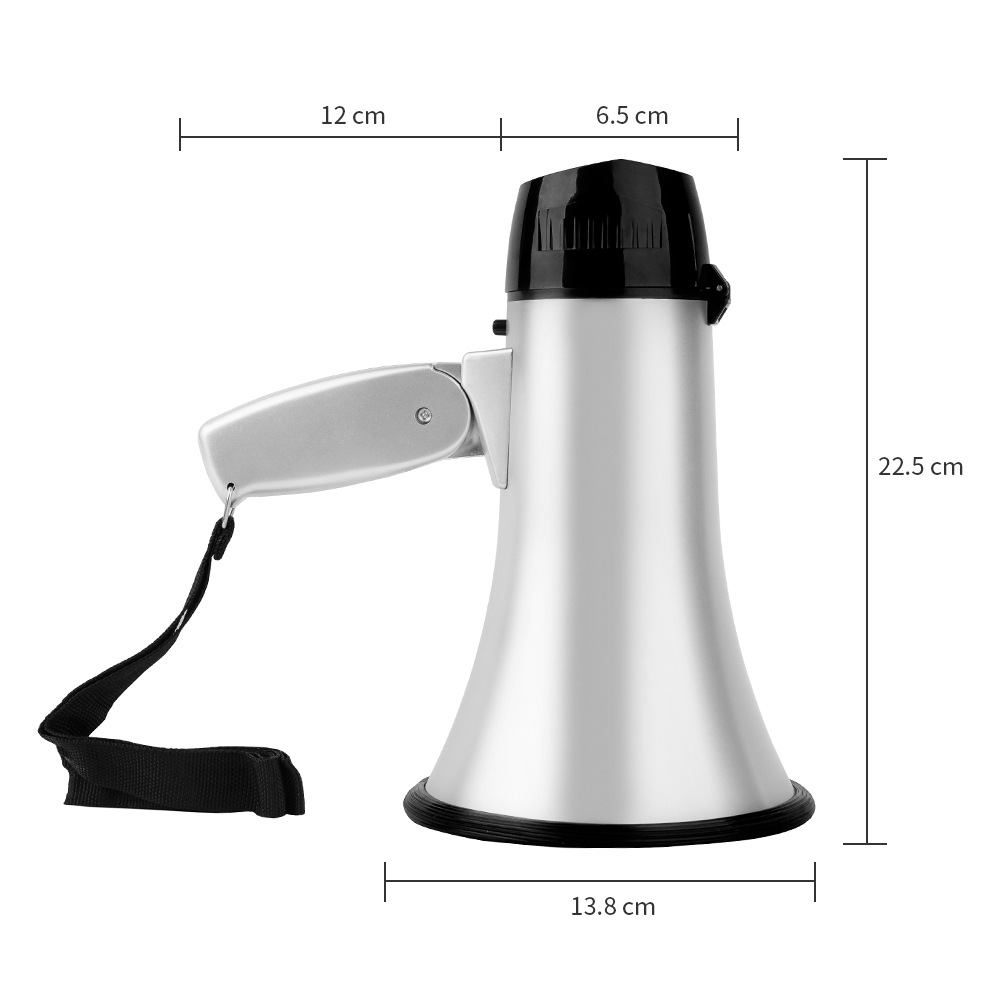 Portable 25 Watt Bullhorn Megaphone Siren Loud Speaker Recording Horn Tour Guide Speakers