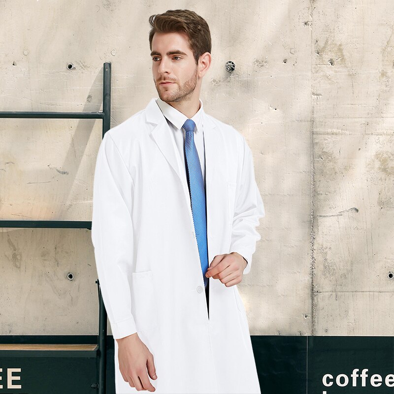 Uniform White Coat Long Sleeve Lab Coat Work Clothes Pocket Workwear Summer Snickers Jacket Gown Gray Men and Women
