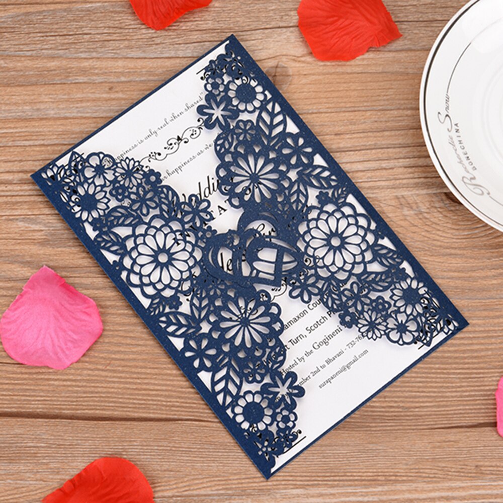 Pearl Paper Floral Wedding Cards with Blank Inner Sheet 10PCS Invitations Cards For Wedding Birthday Wedding Invitations Cards