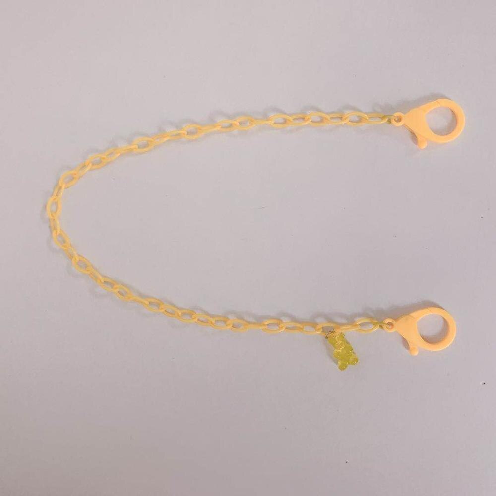 Neue Bunte Macaron Smily Anti-verloren Gesicht Abdeckung Lanyard Gläser Lanyard Gurt Acryl Halskette für Frauen Lange Kette Maske schmuck: yellow bear