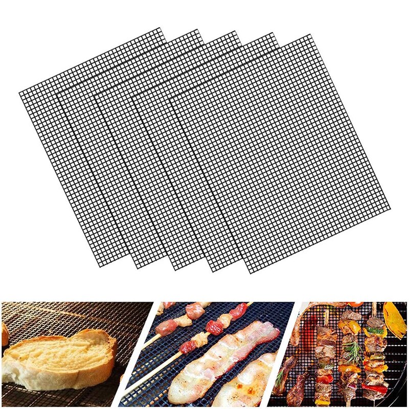 3/5 kpl bbq-grilli matot tarttumaton lämmönkestävyys uudelleen käytettävä bbq mesh matto teflon grillimatto kuitu bbq työkalut grilli grillausalusta