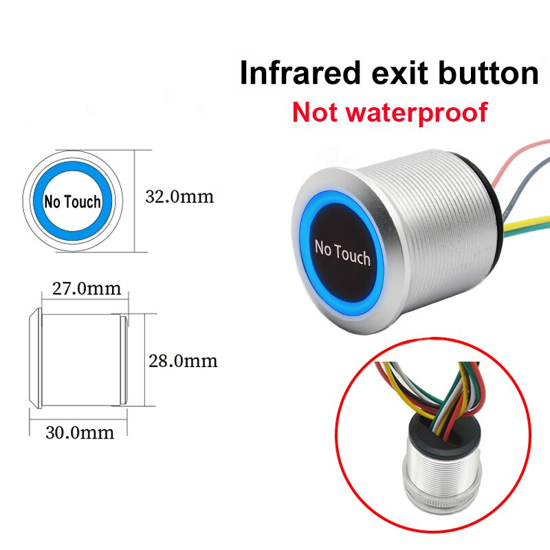 Waterproof No Touch Infrared Sensor Exit Button Switch Access Control Door Exit button Contactless Door Release Switch Sensor: EI01A-T