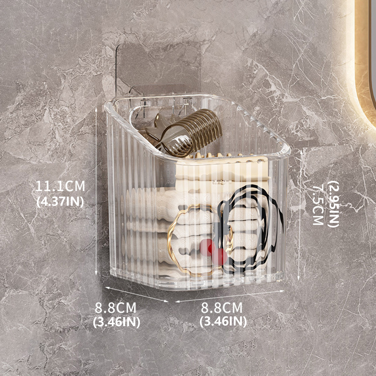 Bathroom Storage Rack Transparent Plastic Organizer Holder Toiletry Hair Accessory Jewelry Makeup Organizer Bracket Storage Rack: Bronze