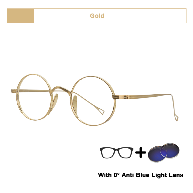 Montatura per occhiali rotondi in puro titanio stile coreano da uomo occhiali da vista ultraleggeri fatti a mano montature per occhiali di design di lusso: Argento