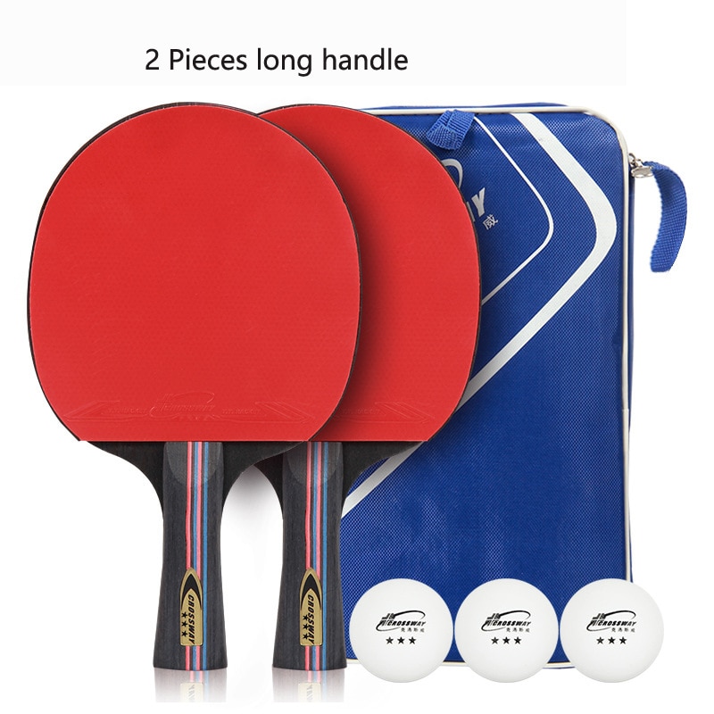 2 Stks/partij Tafeltennis Bat Racket Lange Korte Handvat Ping Pong Paddle Racket Set Met Zak 3 Ballen Dubbele Gezicht puistjes In