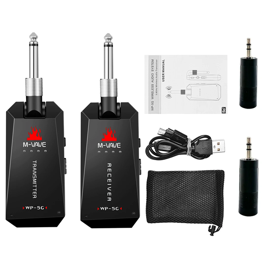 Gitaar 5.8G Audio Digitaal Draadloos Gitaarsysteem Oplaadbare Draadloze Zender Ontvanger Gitaaraccessoires: WHITE