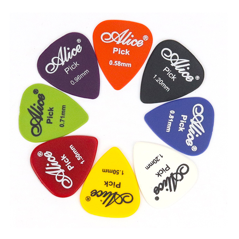 Púa de guitarra eléctrica ABS de colores, púa acústica para música, 0,58/0,71/0,81mm/0,96/1,2mm/1,5mm de grosor, púas de guitarra con embalaje variado