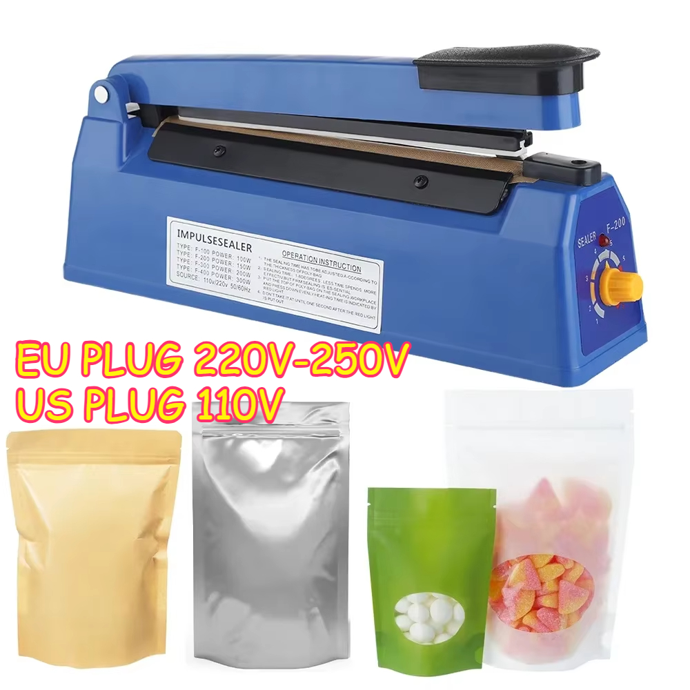 Sellador de impulso, máquina selladora de calor Manual para bolsas de plástico de 8 pulgadas, selladores de bolsas de envoltura retráctil, sellador al vacío, máquina de envasado de alimentos