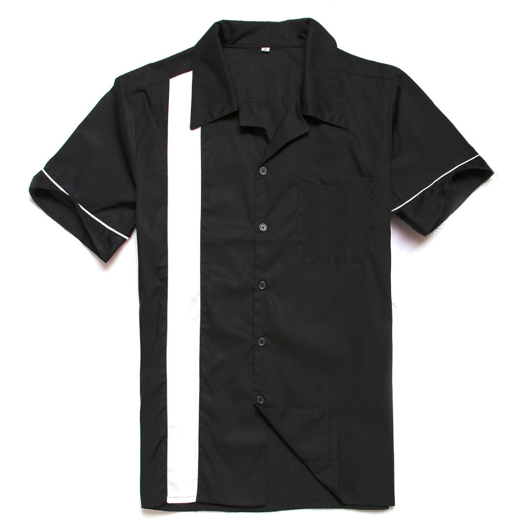 Herre svarte hvite skjorter korte ermer pluss størrelse hofte hopp punk stil fritidsskjorter merke menn fast avlet stripe streetwear