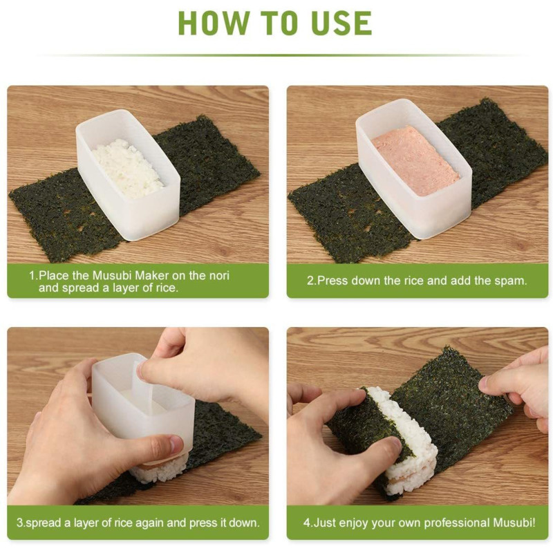 2Pcs Sushi Mold Musubi Maker Press Rectangular Sushi Mold Hawaiian Spam Kimbab Onigiri Molds Homemade Kitchen Accessories