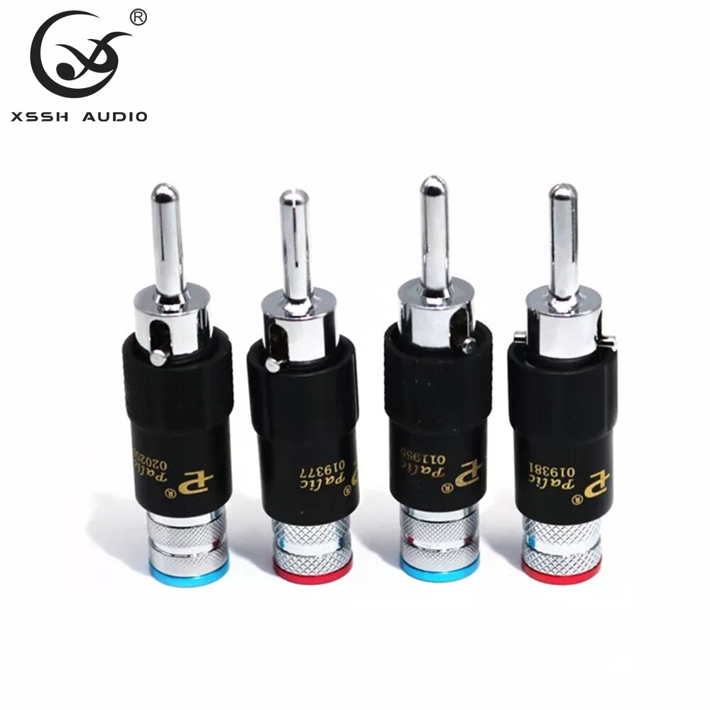 8 stücke YIVO Hallo-Ende Gold Rhodium Überzogene Audio- Video Lautsprecher Jack Kupfer 8mm selbst-Verriegelung Männlichen connecter Banane Stecker