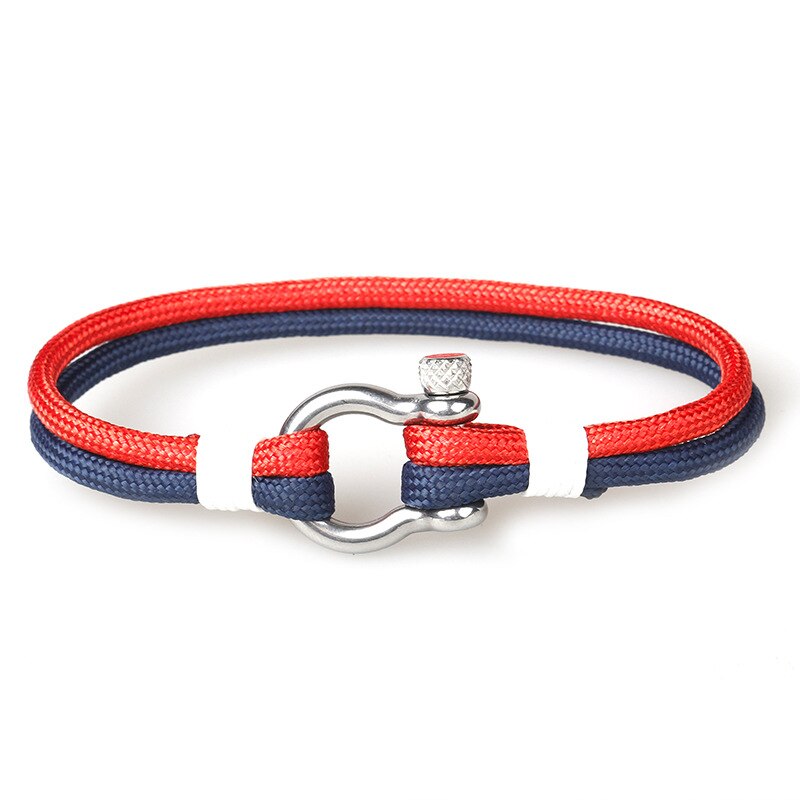 Paracord Armbanden Mannen Charm Rvs Braslet Homme Accessoires Survival Braslet Bileklik Gevlochten Armband: Red-blue