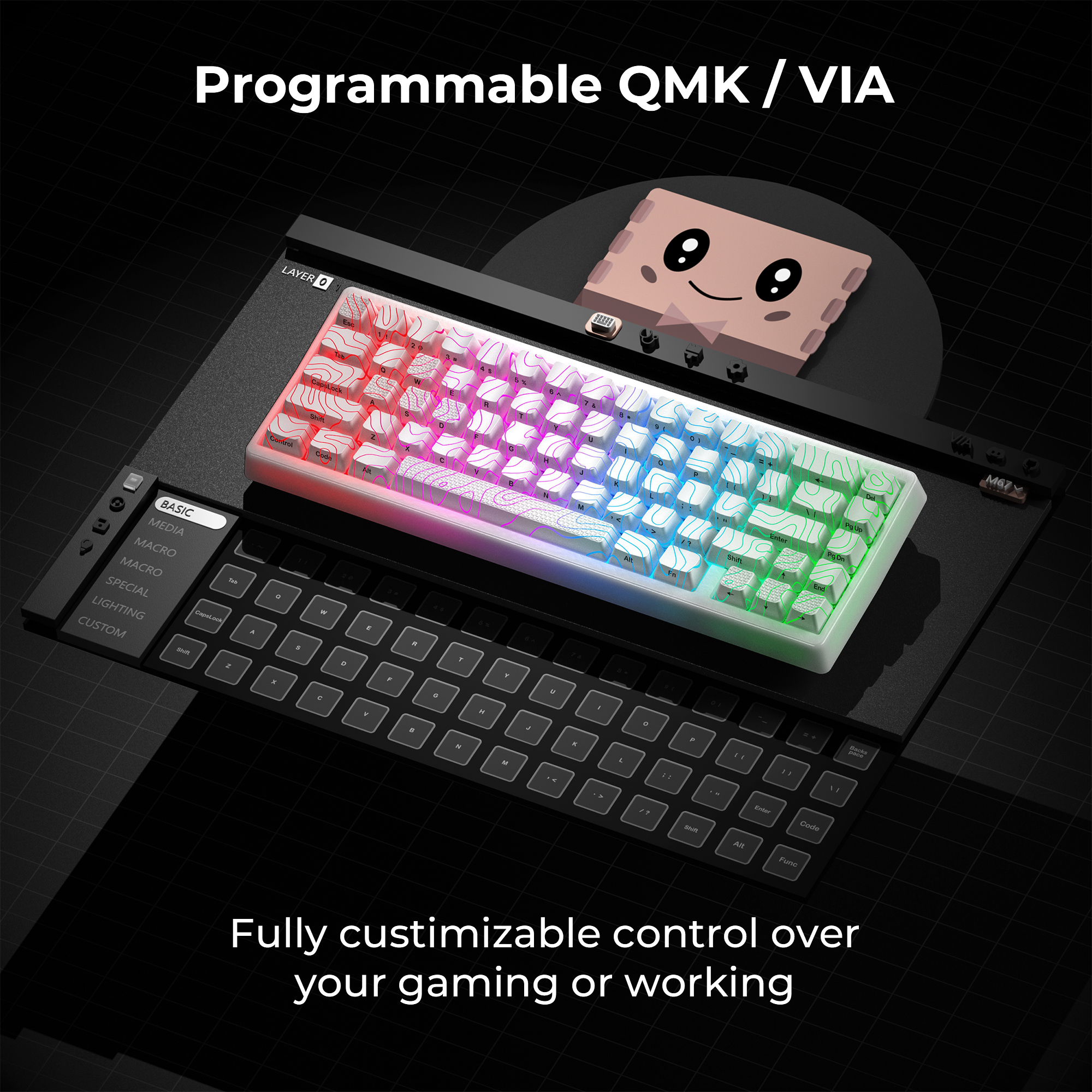 Teclado mecánico XVX M67 JadeStone con teclas IMD-Tech, de junta intercambiable en , teclado con retroiluminación RGB personalizado de tres modos