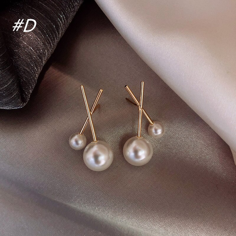 Projekt koreańnarty stadniny kolczyki metal geometryczny nieregularny koło łza imitacja perły kolczyki dla kobiet dziewczyna prezent