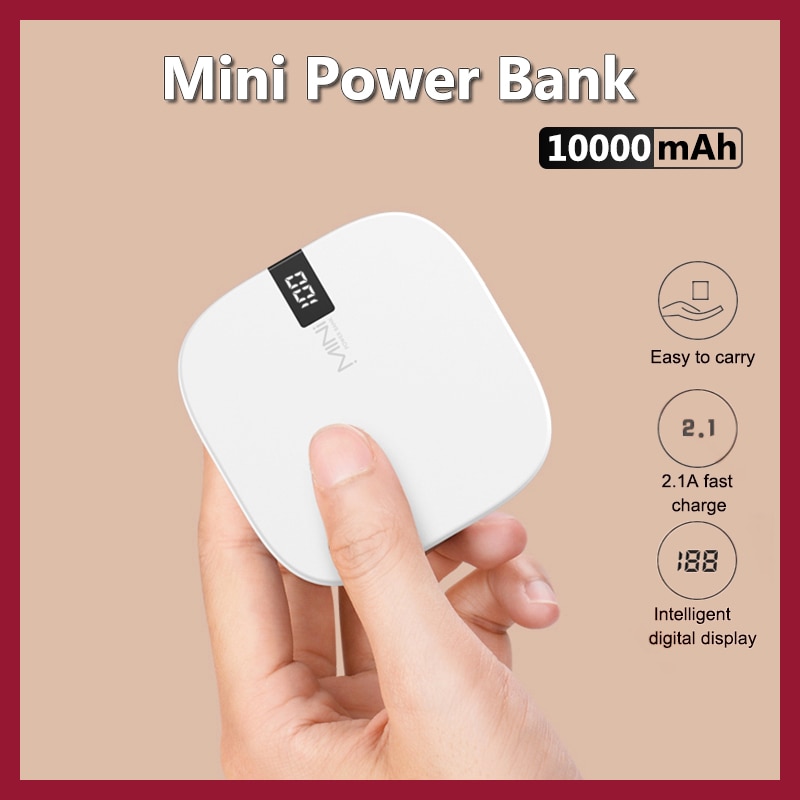Alieny 10000 Mah Mini Power Bank Met Led Power Digitale Display Kleine Draagbare Batterij Externe Powerbank 10000 Mah Power Bank
