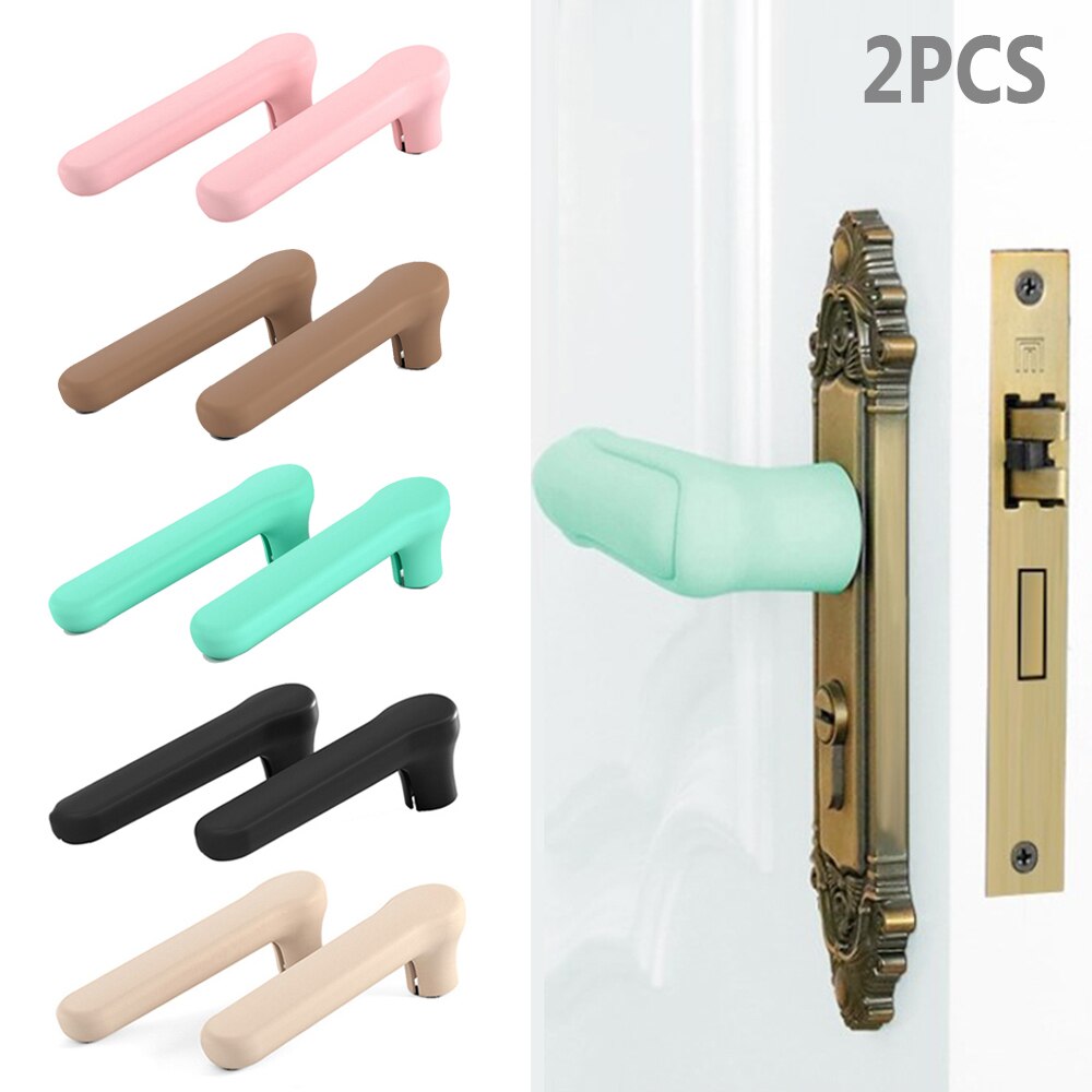 Couverture de poignée de porte Anti-collision, 2 pièces, manchon de poignée en Silicone statique, protecteur mural de sécurité pour bébé, protection pour chambre à coucher et salon