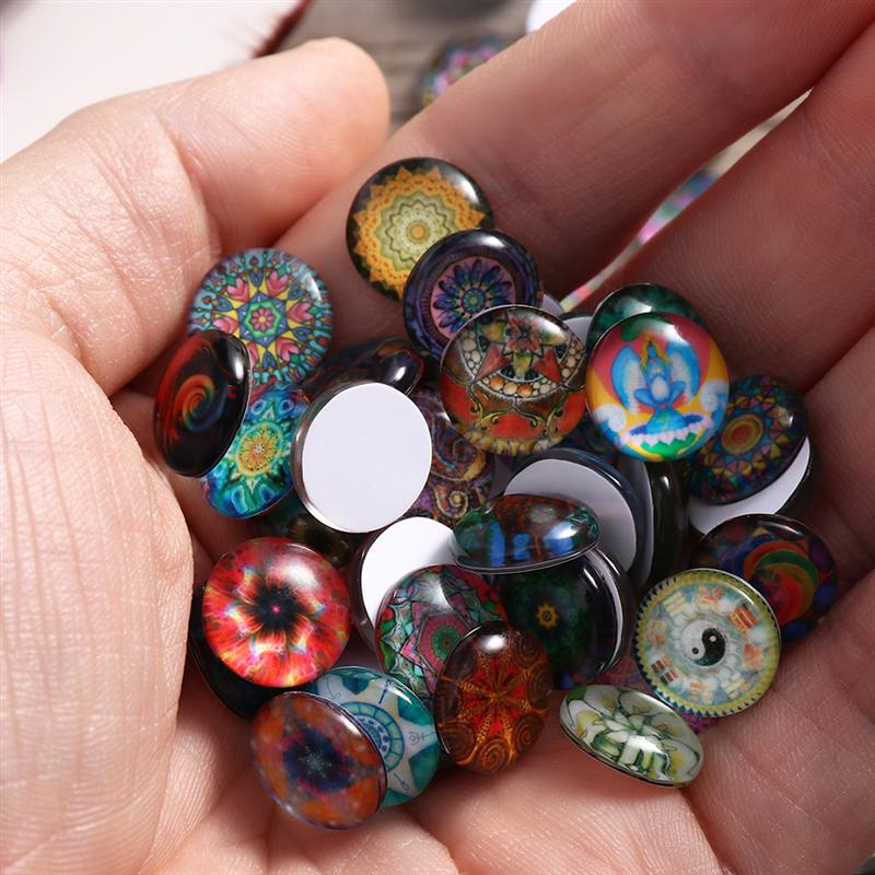 1 Set 50Pcs Mixed Colorful Round Mosaic Tiles DIY Materials Art Crafts Glass Mosaic Sticker For Jewelry Making Art Craft