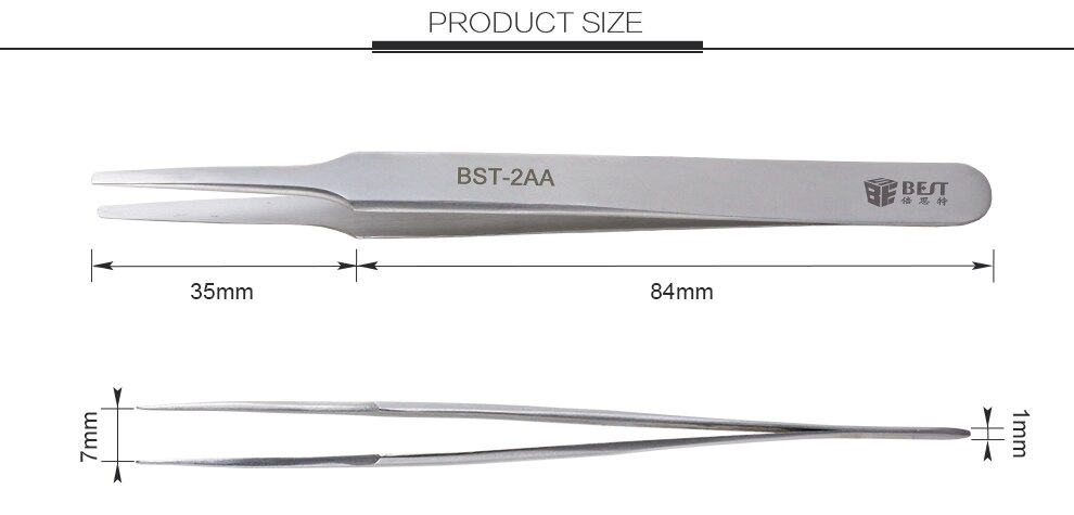 Hoge BEST-2AA Draagbare Precisie Platte Mond Anti-Magnetische Pincet Hittebestendig Pcb Reparatie Tool