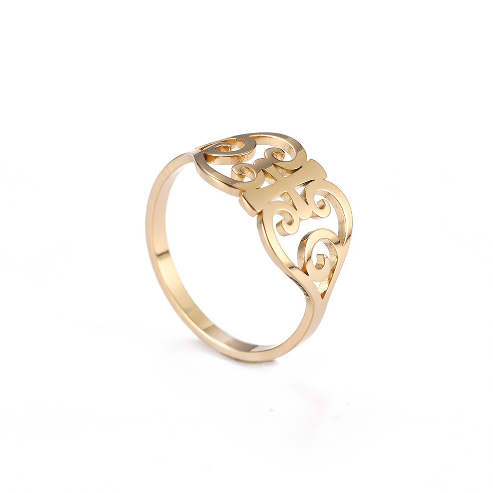 Cazador Vintage fleur filigrane bague femmes couleur or acier inoxydable bagues bijoux anniversaire anniversaire mère: 8 / Or