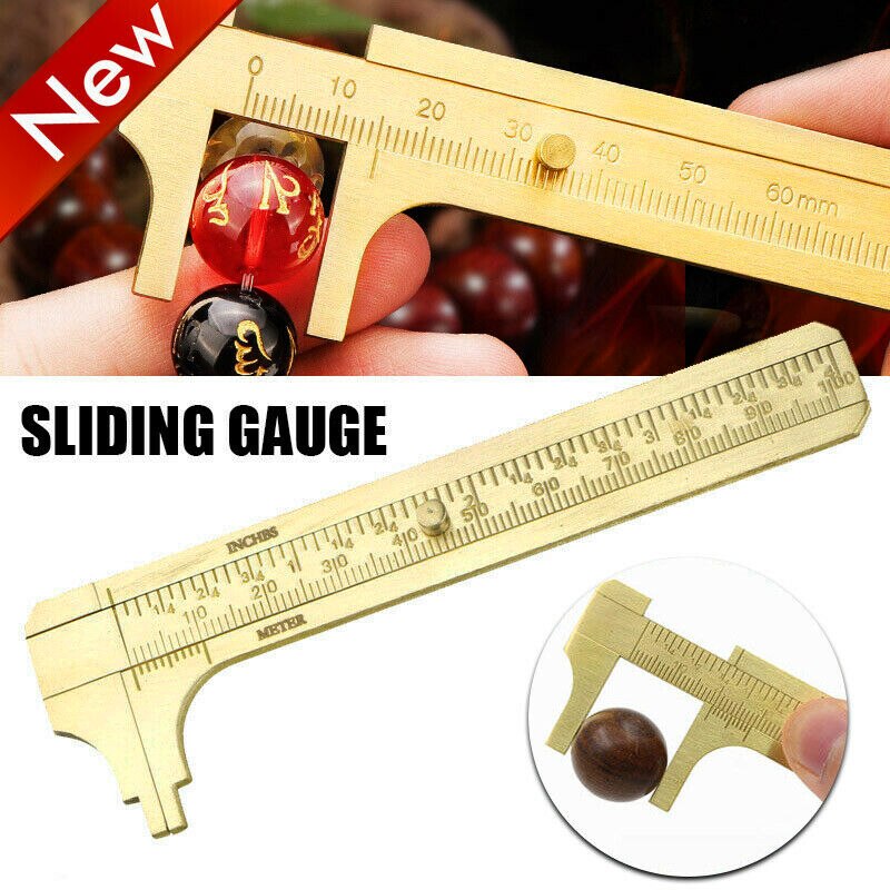 Mini Brass Scale 80/100mm Sliding Gauge Vernier Caliper Ruler Pocket Measuring Tool FAS6