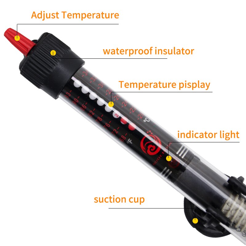 Barra de calentamiento de Acuario, varilla de calentamiento de agua ajustable, sumergible, Control de temperatura constante, 25W/50W/100W/200W/300W,