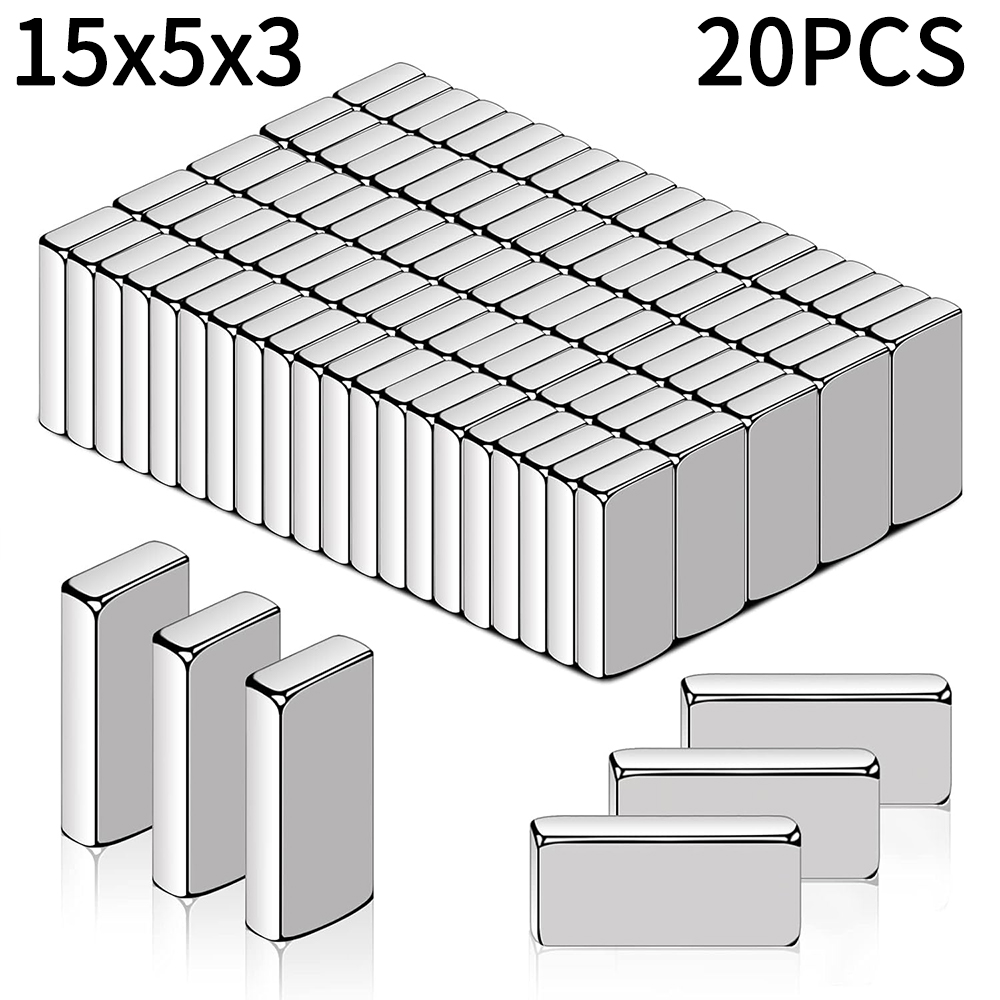 20-100 Stuks Super Sterke Neodymium Imanes 10/15/20mm X 5/10mm X 3mm N35 NdFeB Blok Imanes Vierkante Magneten Koelkast Stickers: Zilver