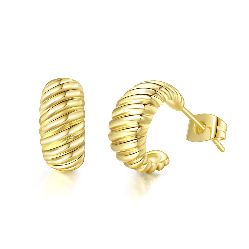 C form twist croissant øreringe til kvinder trendy chunky guld hoop øreringe cirkel rund ørering kvinde smykker  e473: E473-1