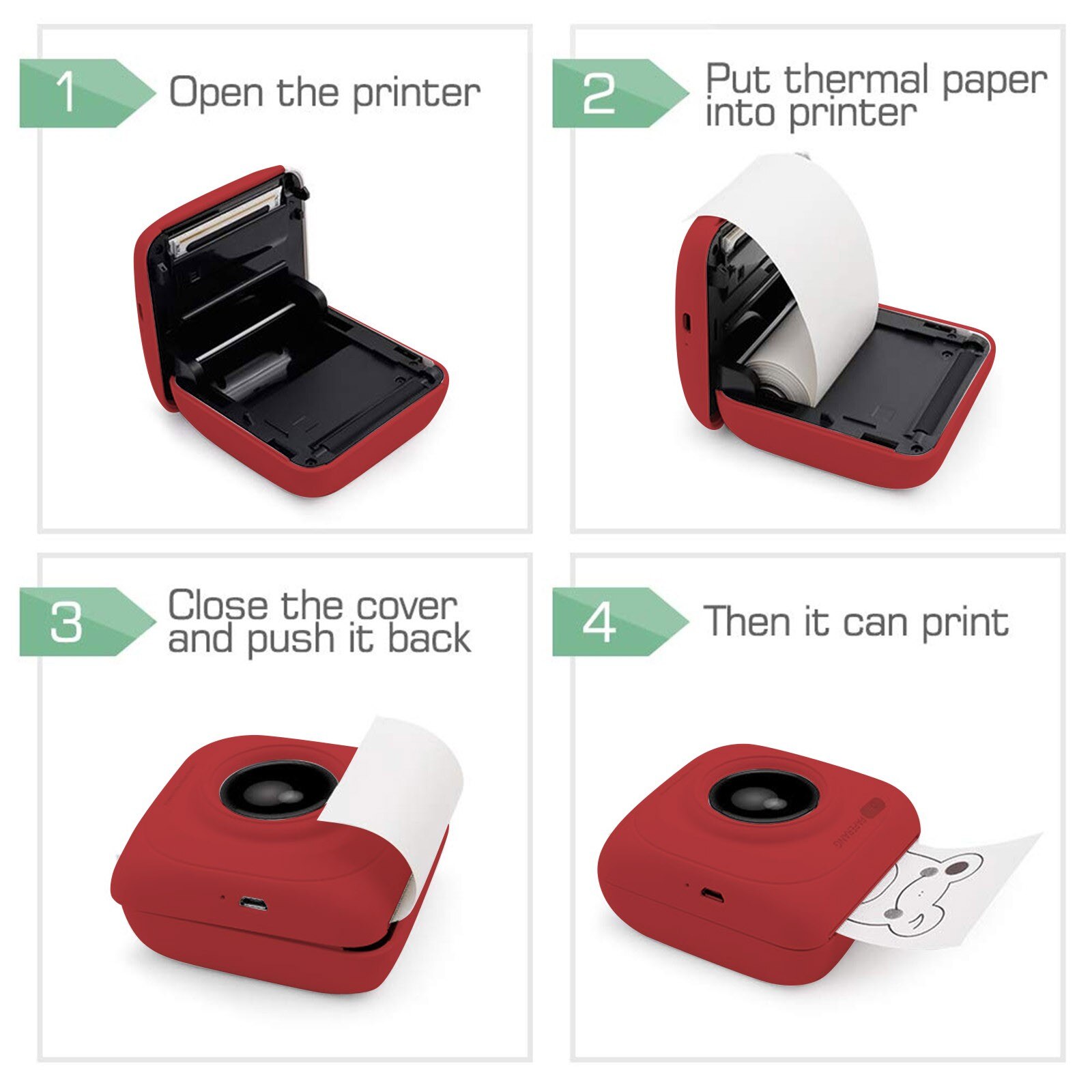 Portable Thermal Bluetooth Printer Mini Photo Pictures Printer For Mobile Android Ios Phone 58mm Pocket Machine Printers