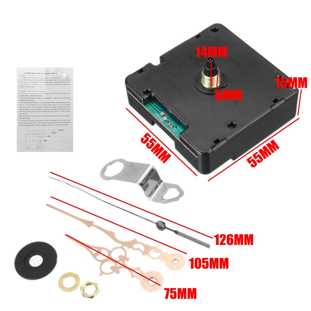 1/2/5/10x Quartz Clock Atomic Radio Controlled Silent Clock Movement DIY Kit Germany DCF Signal HR9403 Model Just for European