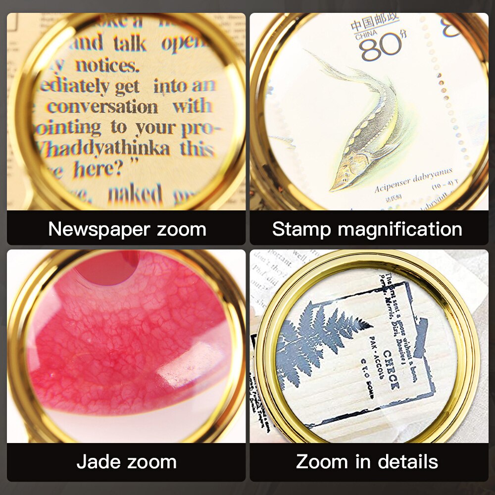 10X Foldable Handheld Magnifier Mini Pocket Microscope Reading Magnifying Glass Lens Jewelry Loupe 80mm 70mm 60mm