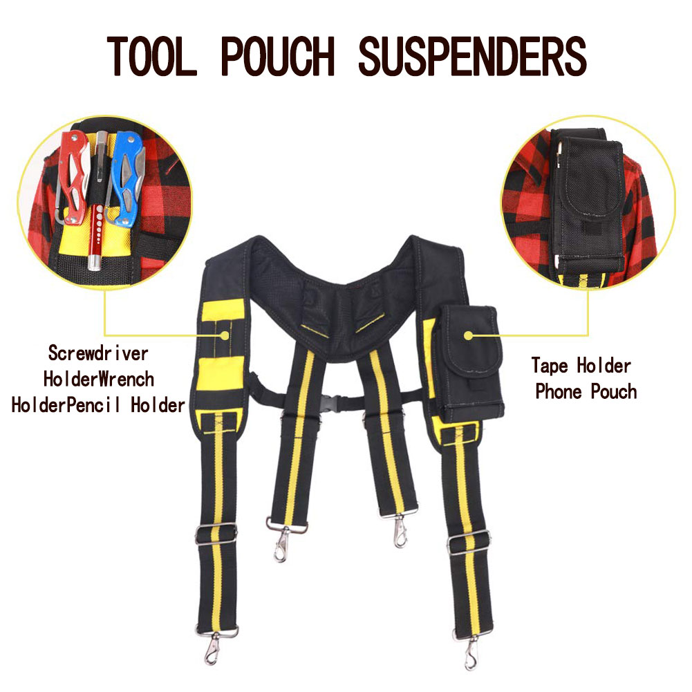 Tool Belt Suspenders Pouch Bag Nail Pocket Set Adjustable Lumbar Support Multi Function Tools Bag for Carpenter Electrician