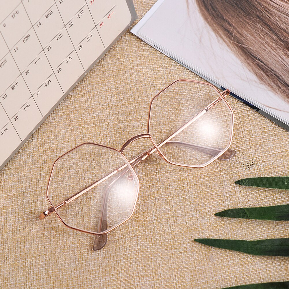 Metalen Polygon Leesbril Vrouwen Mannen Ultra Lichte Hars Verziend Brillen Eyewear Vergrootglas Bril Dioptrie-1.00 ~-4.0