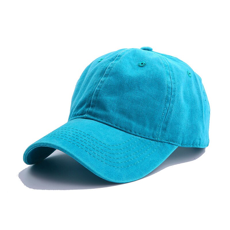 Korean Men&#39;s Baseball Cap Washed Cotton Light Board Multi-Color Optional Pure Color Bone Cap Stitching Hip Hop Sun Visor Dad Hat: lake blue