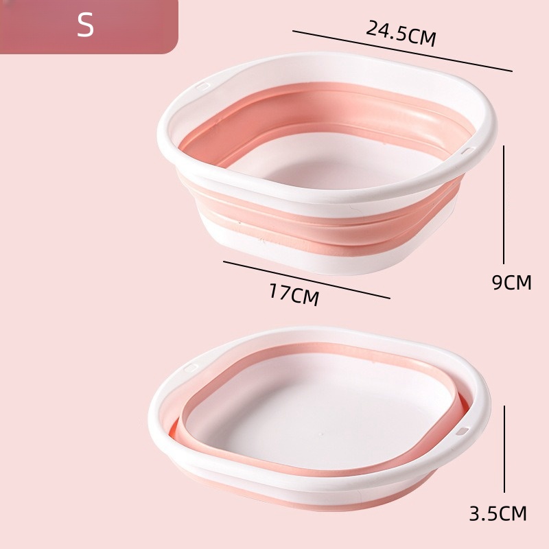 Folding Washbasin Silicone Portable Basin Foldable Bucket Camping Sink Bath Goods Dorm Room Essential Collapsible Laundry Bowl: Red