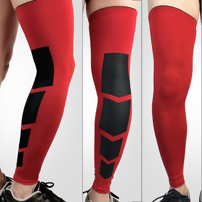 1pc elastische basketbal compressie mouwen been dij kuit knie brace ondersteuning beschermer hardloop beenwarmers fiets leggings: Rood / Ik