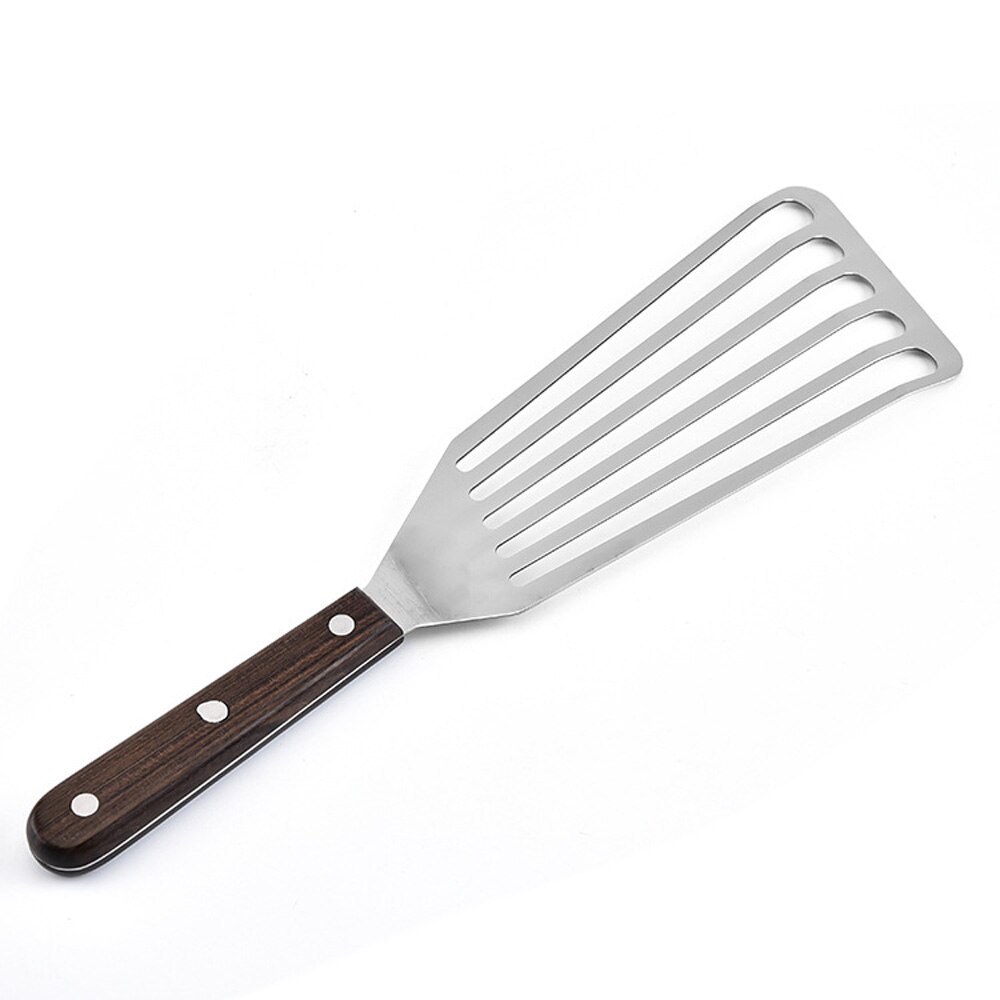 Pala multifuncional de acero inoxidable para freír bistec, pala para pescado, pala para Anguila, herramienta de cocina con mango de madera