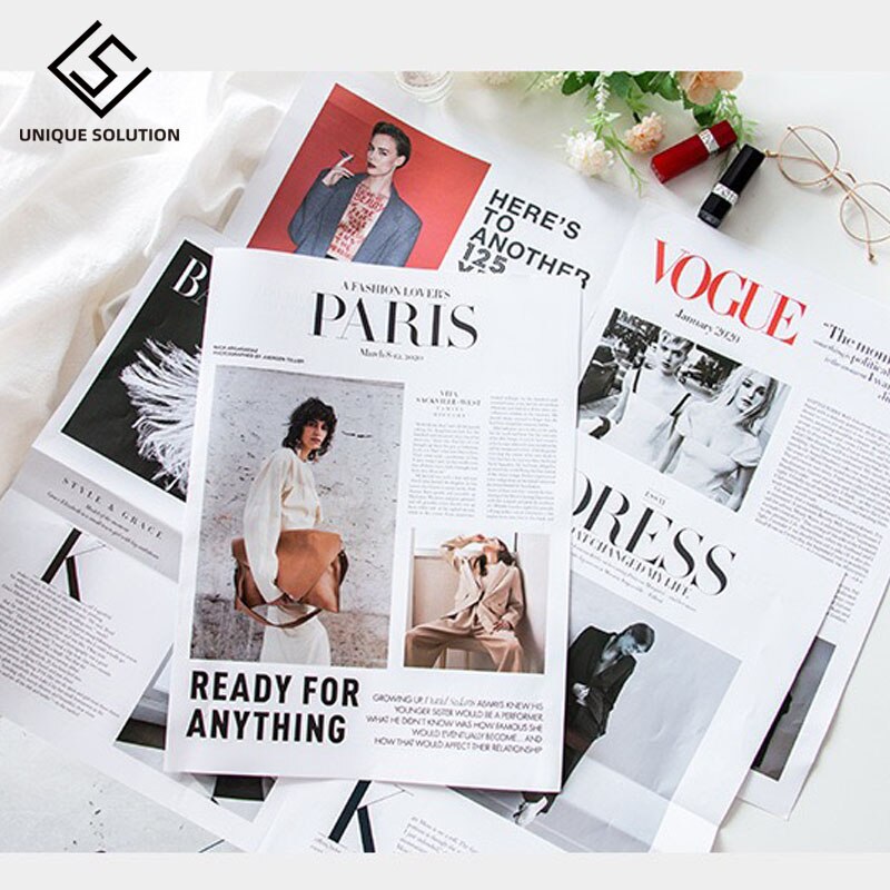 Simple and Fashionable Newspaper Photo Props Model Posing for Photography Background Set Decoration Magazine Style Retro Poster