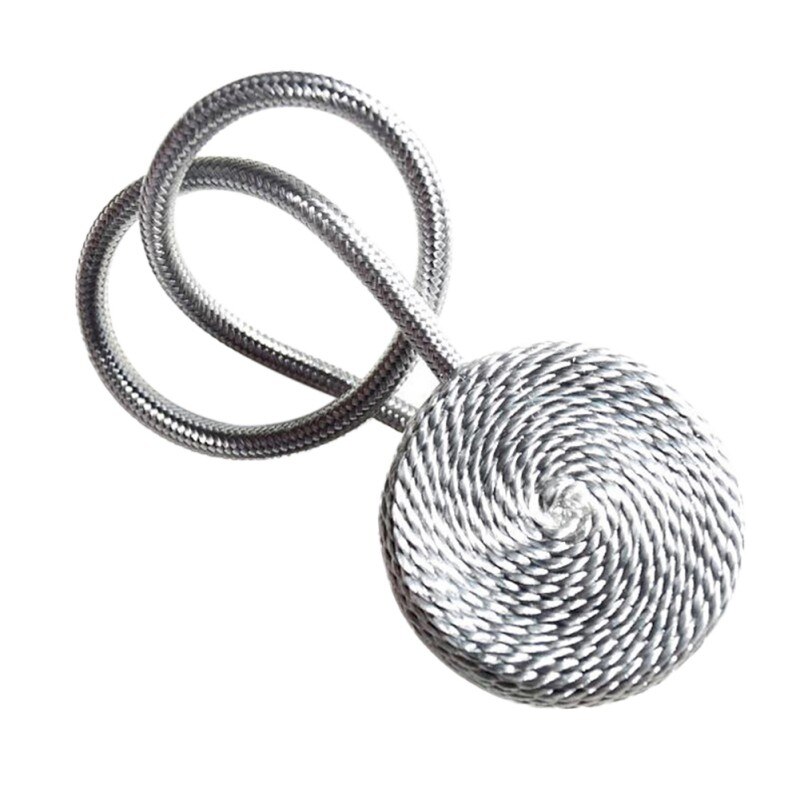 Sterke gordijnmagneten voor gordijnhouders, gordijnaccessoires, strikken, europese stijl, korte gevlochten ronde magneet, magnetisch: Zilvergrijs
