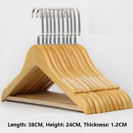 10 Teile/satz Erwachsene extra-Große Feste Holz und Metall Haken Holz KleiderbüGel Mit Kerben Nicht-Unterhose Metall Haken für Kleidung W2760: Elfenbein