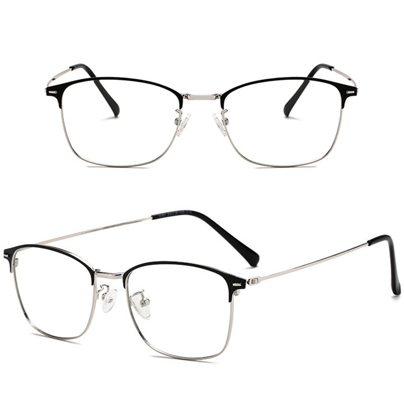 Blue Light Blocking Square Glasses Color Changing Photochromic Eyewear Ultralight Blocking Computer Ray Eyeglasses: black silver
