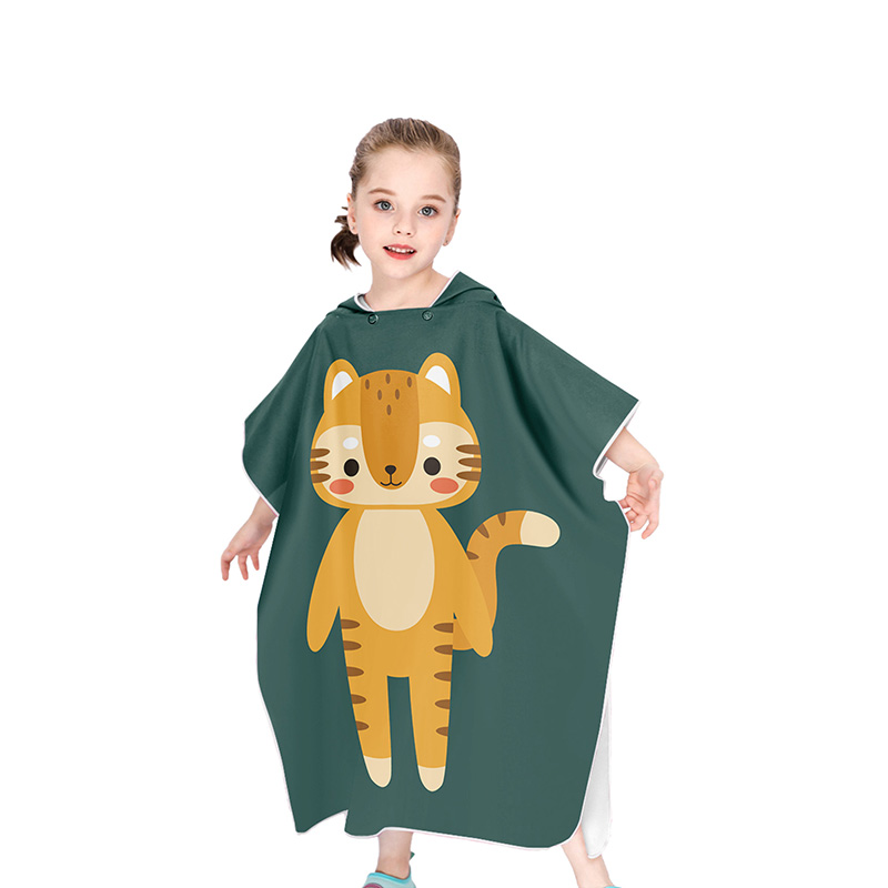 Cartoon Gedrukt Microfiber Surf Wetsuit Veranderende Met Kap Handdoek Poncho Robe Hooded Licht Gewicht Kids Strand Zwemmen Gewaad Handdoek: 13J