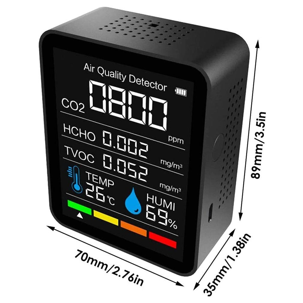 Con misuratore di CO2 5 in1 compatibile Bluetooth Tester digitale del sensore di umidità della temperatura Monitor della qualità dell&#39;aria anidride carbonica TVOC caldo