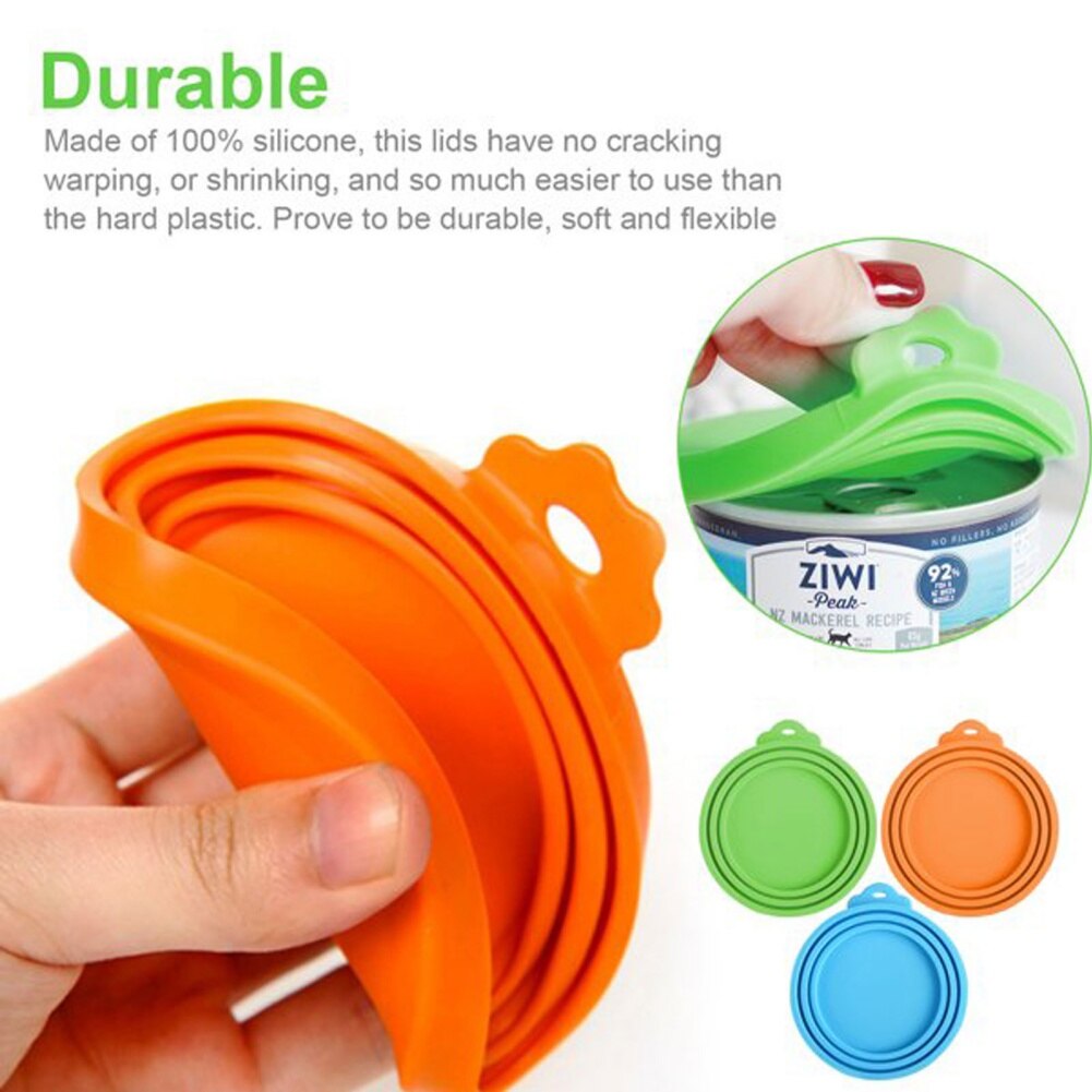 3 In 1 Reusable Food Storage Lid Keep Fresh Tin Cover Cans Cap Pet Can Box Cover Silicone Can Lid Kitchen Sealing Supplies