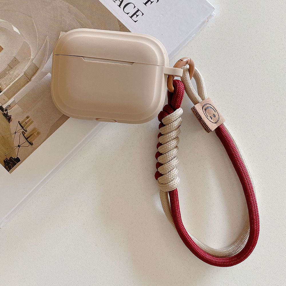 Funda de silicona suave Simple con correa de mano sonriente para auriculares Apple Airpods 4 1 2 Pro 3 Funda protectora inalámbrica Bluetooth: S / Marrón