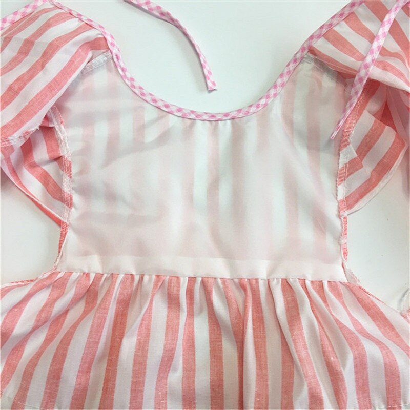 Baby-lätzchen Baby Mädchen Fütterung Kleidung Kindergarten Essen Kleidung Striped Mädchen Prinzessin Kleid