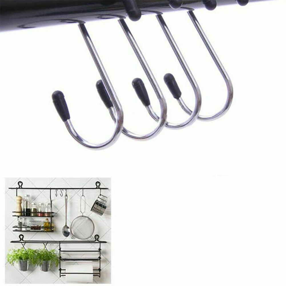 4pcs S Shaped Hooks Stainless Steel Hanger Clasp Rack For Clothes Kitchen Hooks Clasp Holder Hooks Hanging Storage Tools