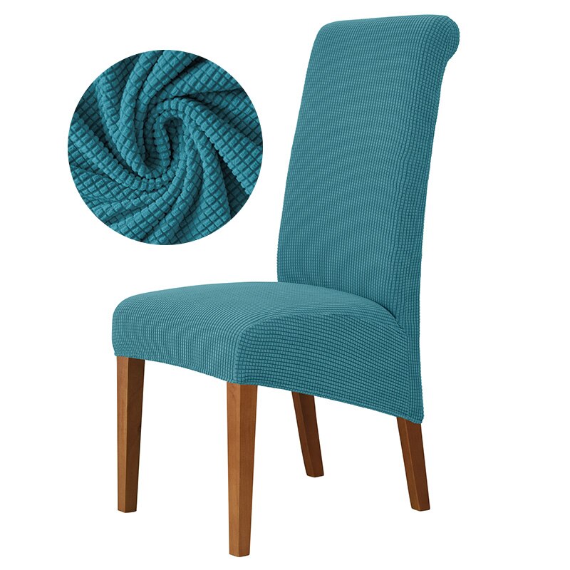 Jacquard XL Dining Chair Cover Extra Large Elastic Stretch Case for Chairs Spandex Long Back Chair Slipcover Kitchen: Teal